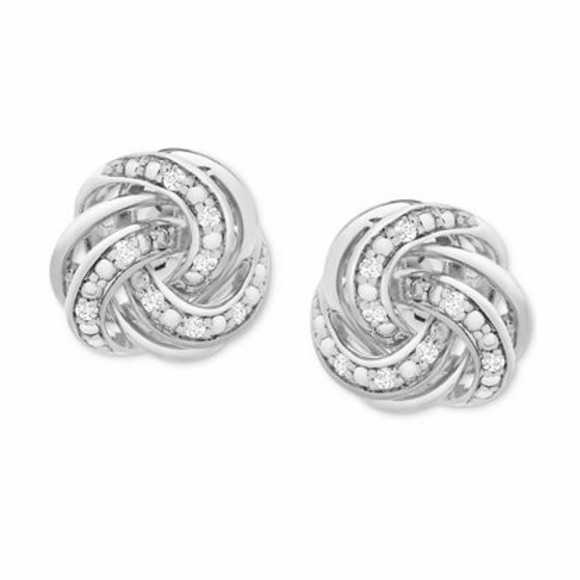 Jewelry - 🎉 HP 🎉 Diamond Love Knot Stud Earrings in SS